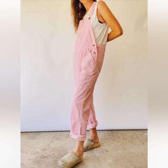 Hey Gang The Kneepatch Overalls Japanese Canvas - Pink - Picture 1 of 12